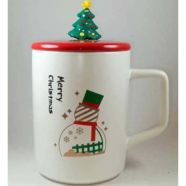 Χριστουγεννιάτικη κούπα με καπάκι «Χιονάνθρωπος»