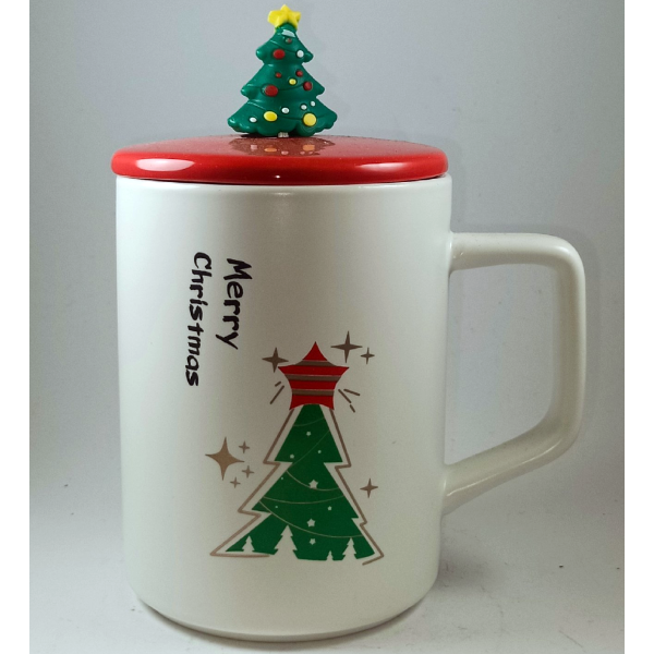 Χριστουγεννιάτικη κούπα με καπάκι «δέντρο»