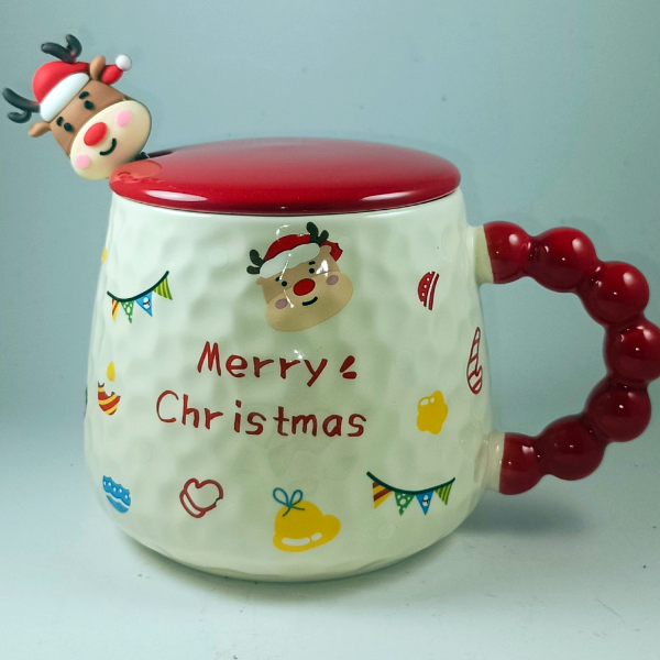 Χριστουγεννιάτικη κούπα με καπάκι «τάρανδος»