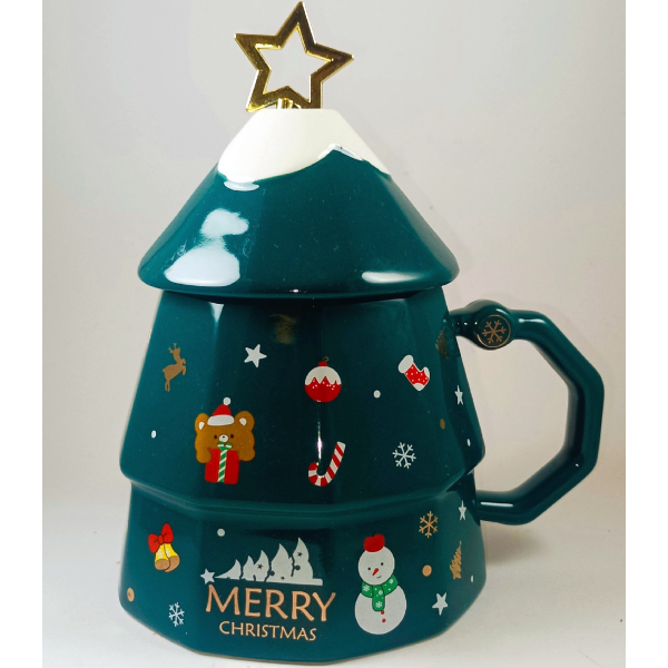 Χριστουγεννιάτικη κούπα δέντρο με καπάκι