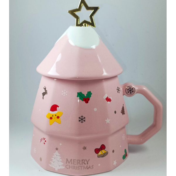 Χριστουγεννιάτικη κούπα δέντρο με καπάκι