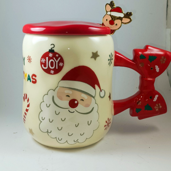 Χριστουγεννιάτικη κούπα με φιόγκο  «Αϊ-Βασίλης»