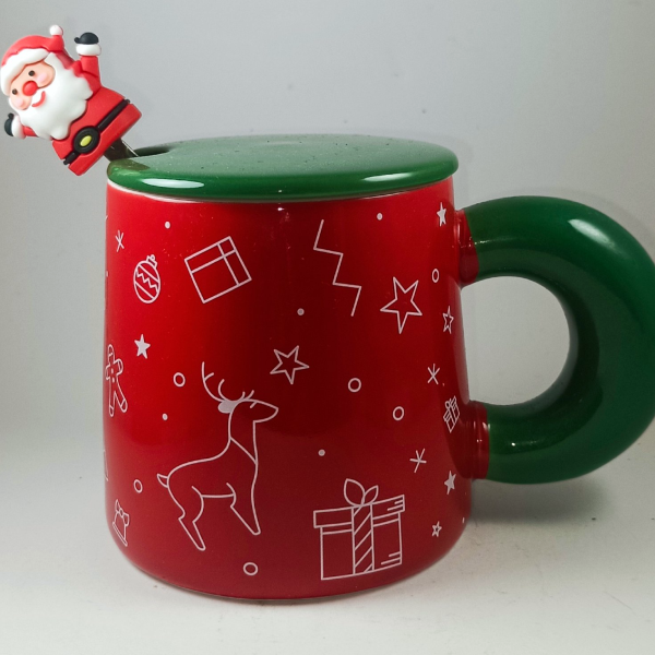 Χριστουγεννιάτικη κούπα με καπάκι «Αϊ-Βασίλης»