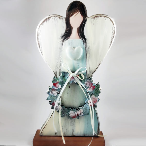 Χειροποίητος Άγγελος με στεφάνι