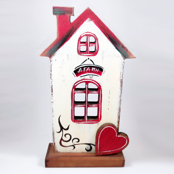 Χειροποίητο επιτραπέζιο σπιτάκι "Αγάπη" με καρδιά