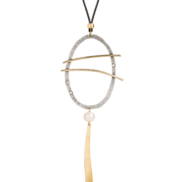 Χειροποίητο μακρύ κολιέ με γυάλινη πέρλα