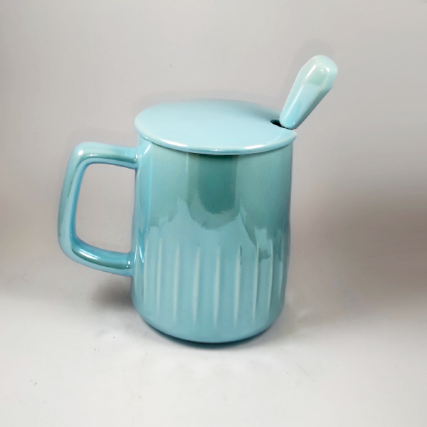 Κεραμική κούπα με καπάκι και κουτάλι