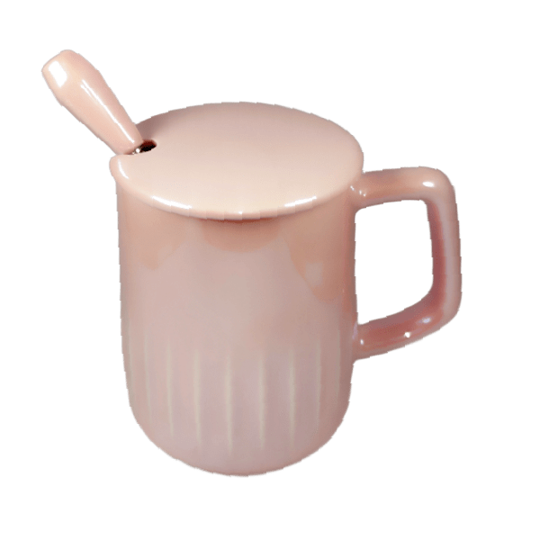 Κεραμική κούπα με καπάκι και κουτάλι