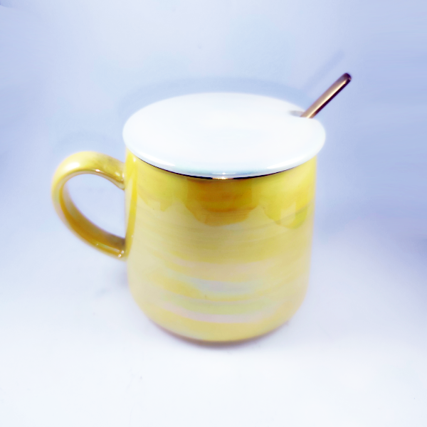 Κεραμική κούπα με καπάκι και κουτάλι