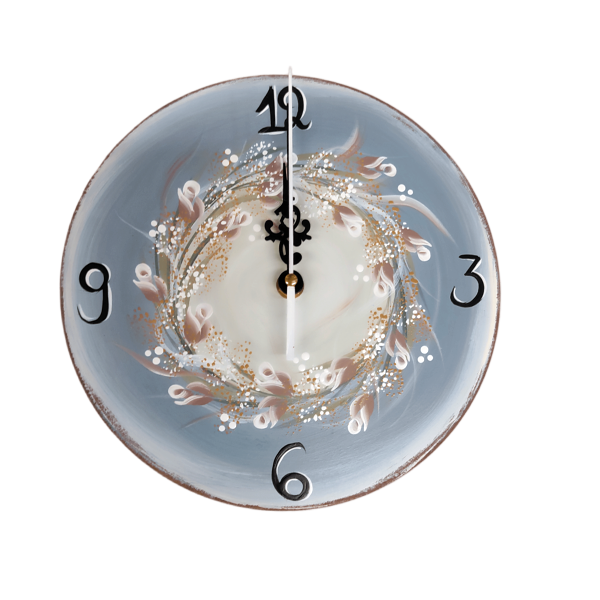 Χειροποίητο ρολόι τοίχου με λουλούδια