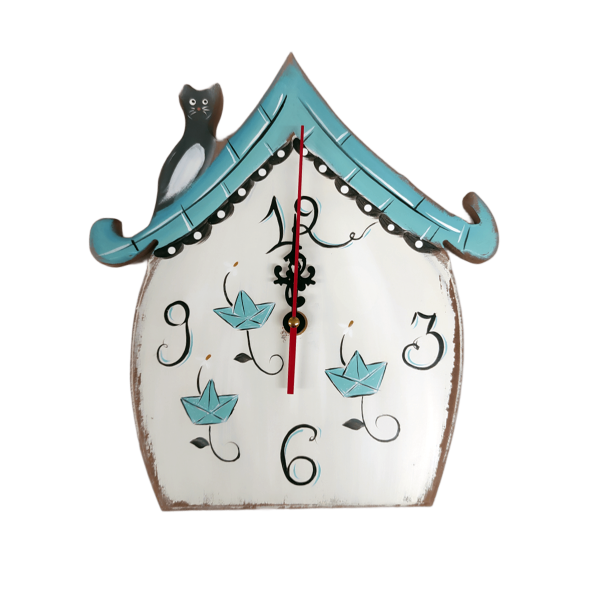 Χειροποίητο ρολόι τοίχου σπίτι με γάτα
