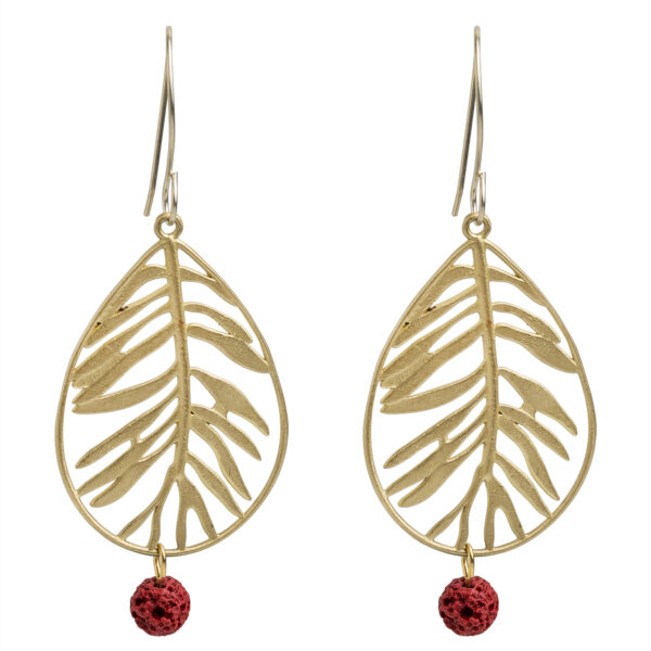 Χειροποίητα σκουλαρίκια φύλλα με ημιπολύτιμες χάντρες