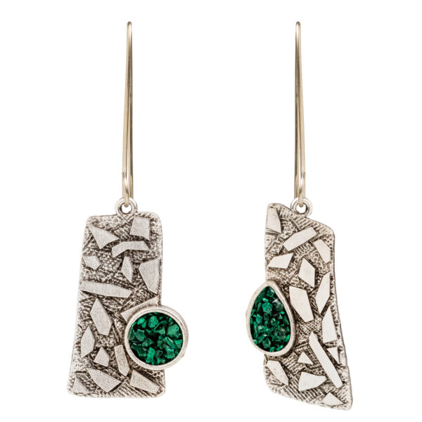 Χειροποίητα σκουλαρίκια με πέτρα μαλαχίτη