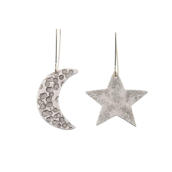 Χειροποίητα σκουλαρίκια αστέρι, φεγγάρι