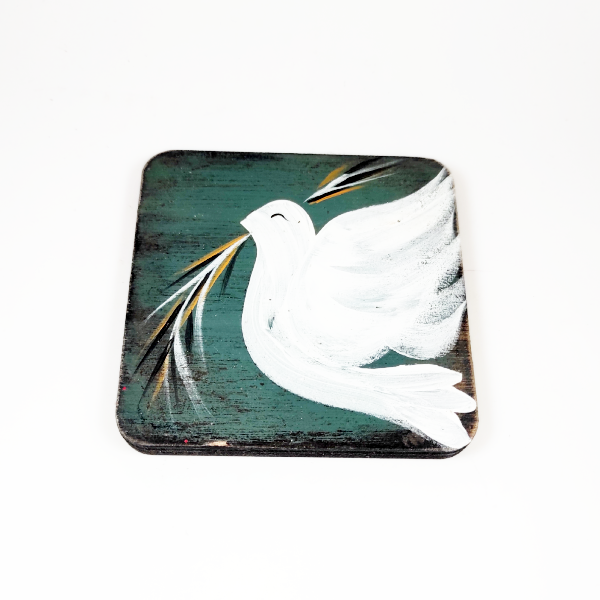 Χειροποίητο τετράγωνο σουβέρ - περιστέρι