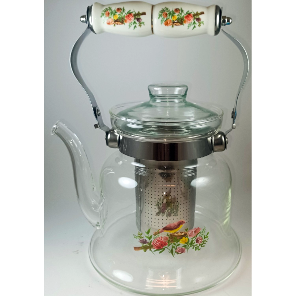 Πυρίμαχη γυάλινη τσαγιέρα με σουρωτήρι